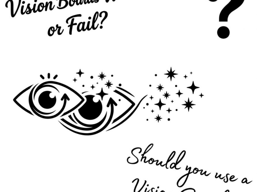 Illustrated eyes with stars questioning why vision boards fail and whether they really work
