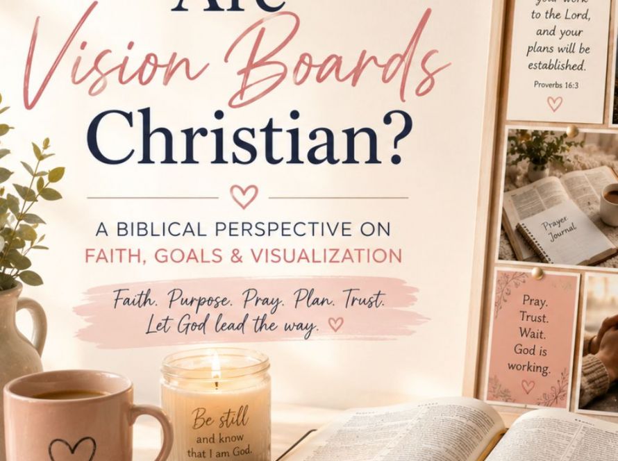 Are vision boards Christian? Faith-based vision board with Bible verses, prayer journal, Christian affirmations, and inspirational goals that encourage trusting God while pursuing your purpose.